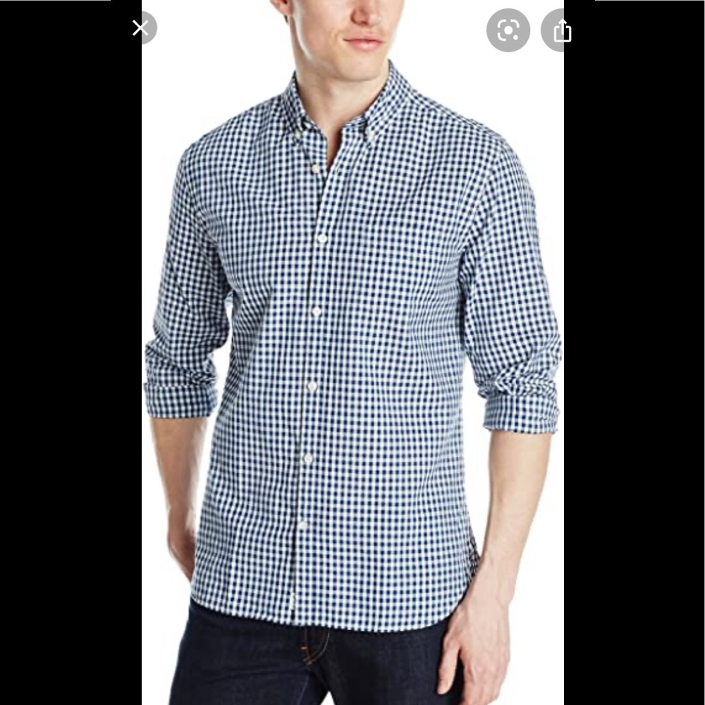 LUCKY BRAND | Gingham Blue/Gray Button Front Shirt